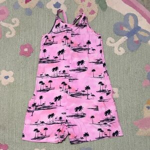 next Pink Tropical Palm Print One-Piece Romper